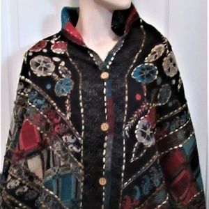 New Beautiful button up Cape very unique- Fringes
